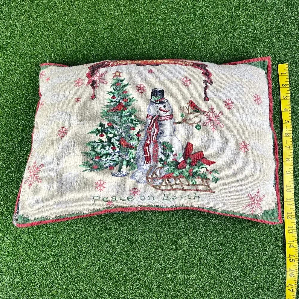 Lot of 3 Christmas Tapestry Needlepoint Santa Holiday Throw Pillows Vintage